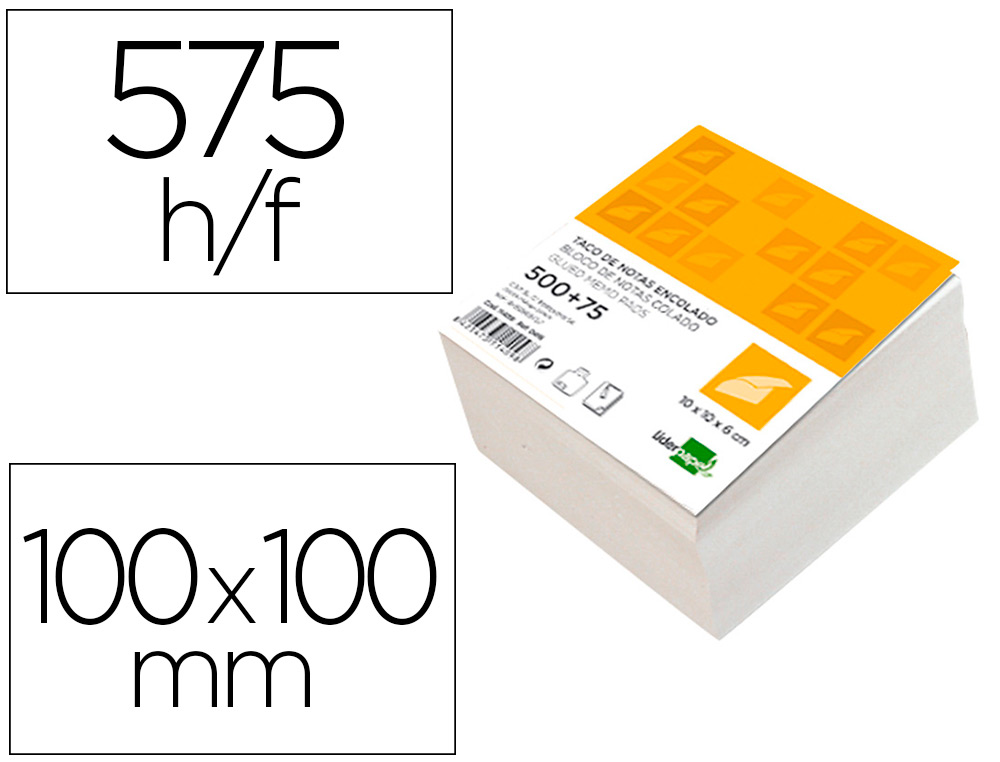 BLOCO NOTAS LIDERPAPEL COLADO BRANCO 100X100X60MM