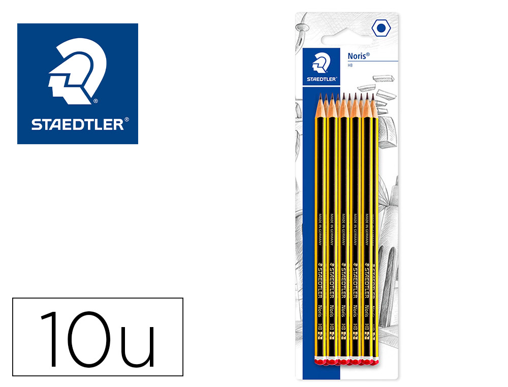 LAPIS DE GRAFITE STAEDTLER NORIS Nº2 HB BLISTER DE 10 UNIDADES