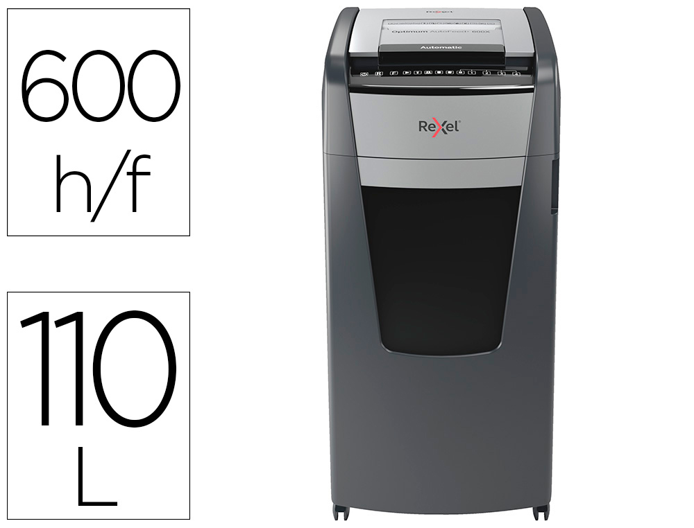 DESTRUIDORA DE DOCUMENTOS REXEL OPTIMUM AUTO+ 600X EU CAPACIDADE 600 FOLHAS PARTICULAS DESTROI AGRAFES CLIPS E CARTOES