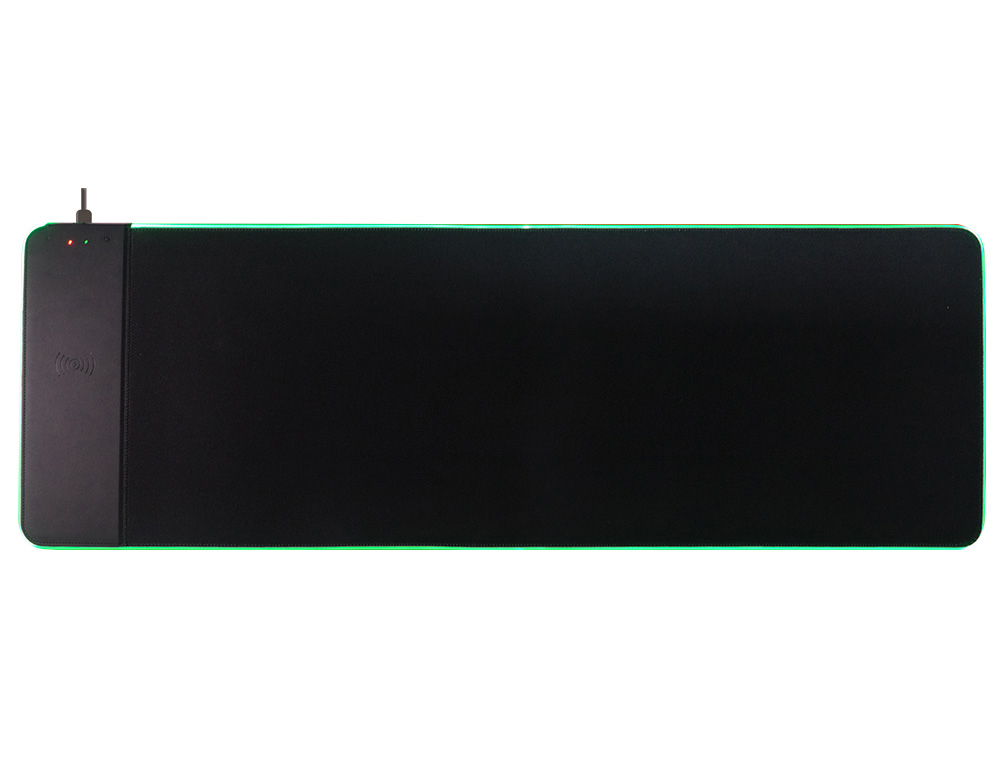 TAPETE DE RATO GAMING Q-CONNECT COM CARREGADOR SEM FIOS E ILUMINAÇÃO RGB COR PRETA 800X300X4 MM