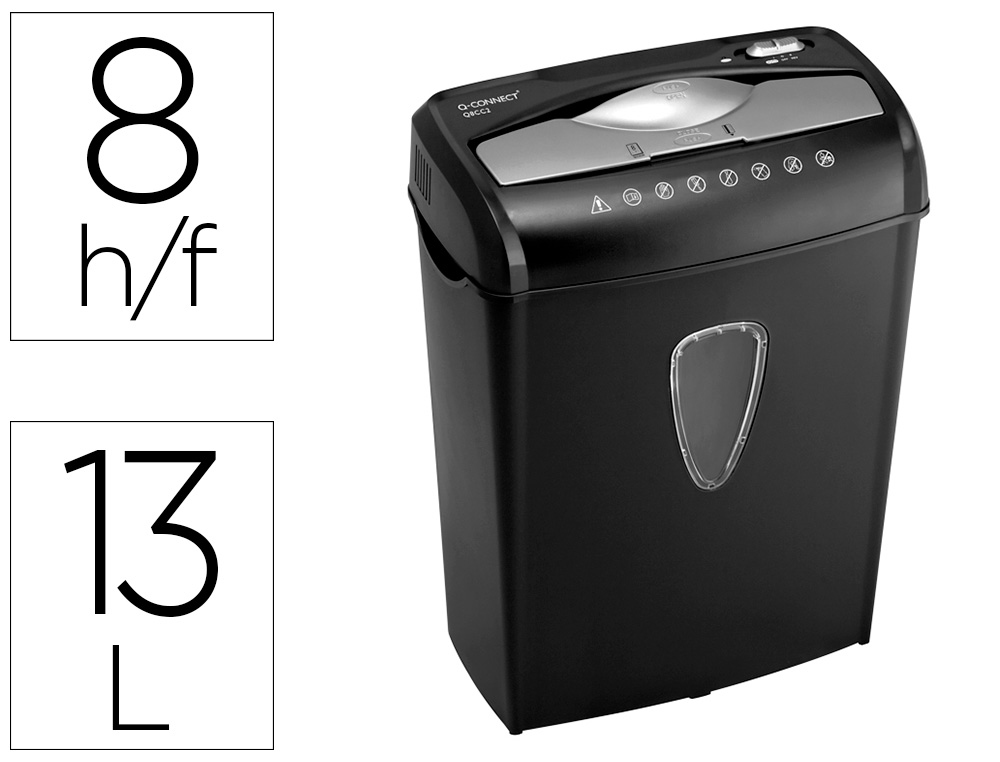 DESTRUIDORA DE DOCUMENTOS Q-CONNECT CAPACIDADE DE CORTE 8 FOLHAS DESTROI AGRAFES CLIPS E CARTOES