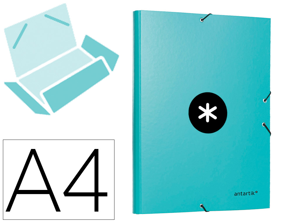 PASTA DE ELASTICOS ANTARTIK DIN A4 3 ABAS CARTAO FORRADO COR MENTA