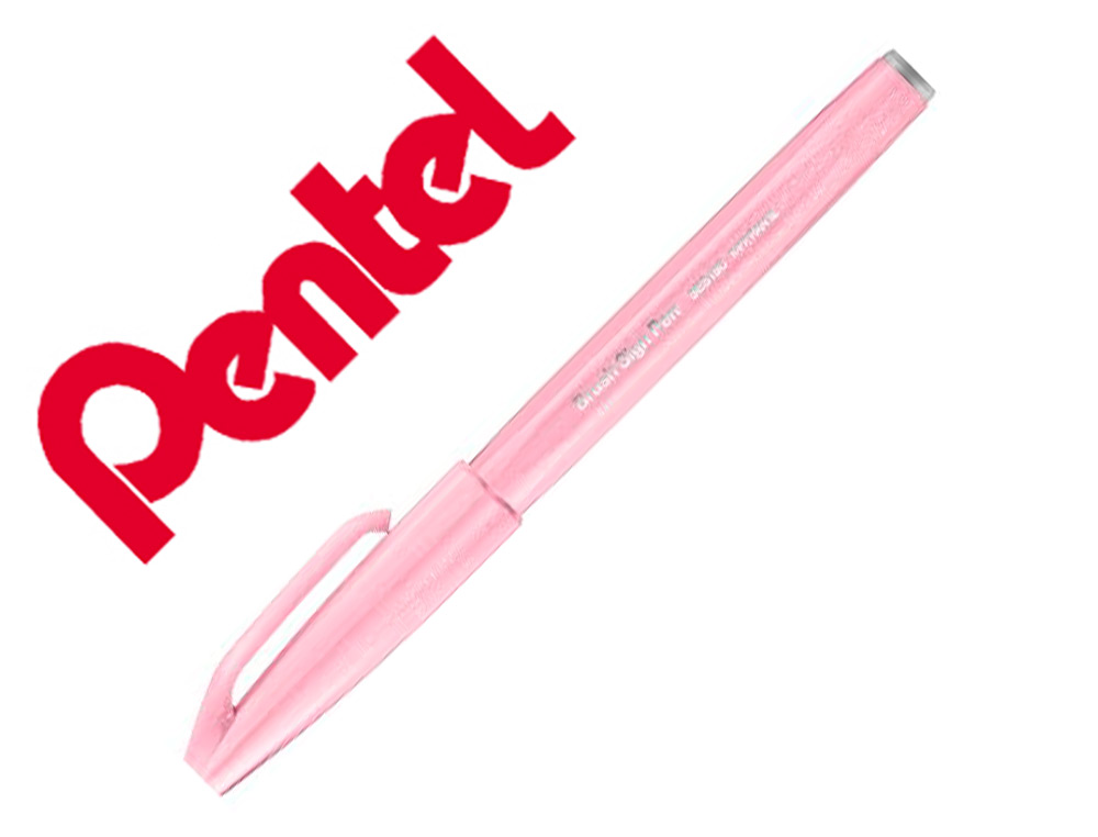 CANETA PINCEL PENTEL TOUCH PARA CALIGRAFIA COR ROSA PASTEL