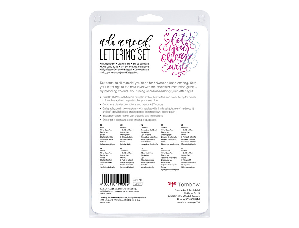 CONJUNTO LETTERING TOMBOW ADVANCED 10 PECAS