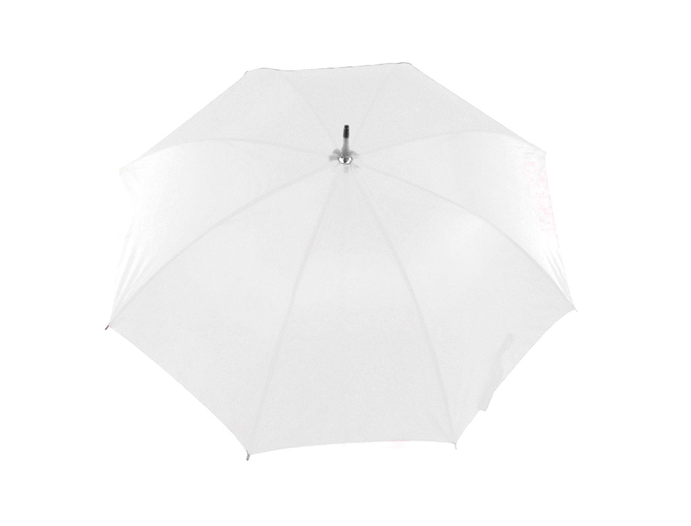 GUARDA-CHUVA DE POLIESTER 105 CM DE DIAMETRO ABERTURA MANUAL FECHO COM VELCRO SUAVE PEGA DE MADEIRA BRANCO