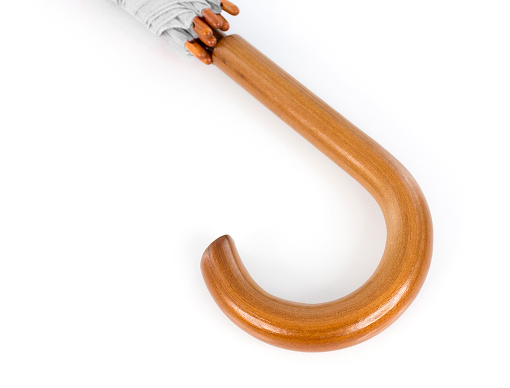 GUARDA-CHUVA DE POLIESTER 105 CM DE DIAMETRO ABERTURA MANUAL FECHO COM VELCRO SUAVE PEGA DE MADEIRA BRANCO