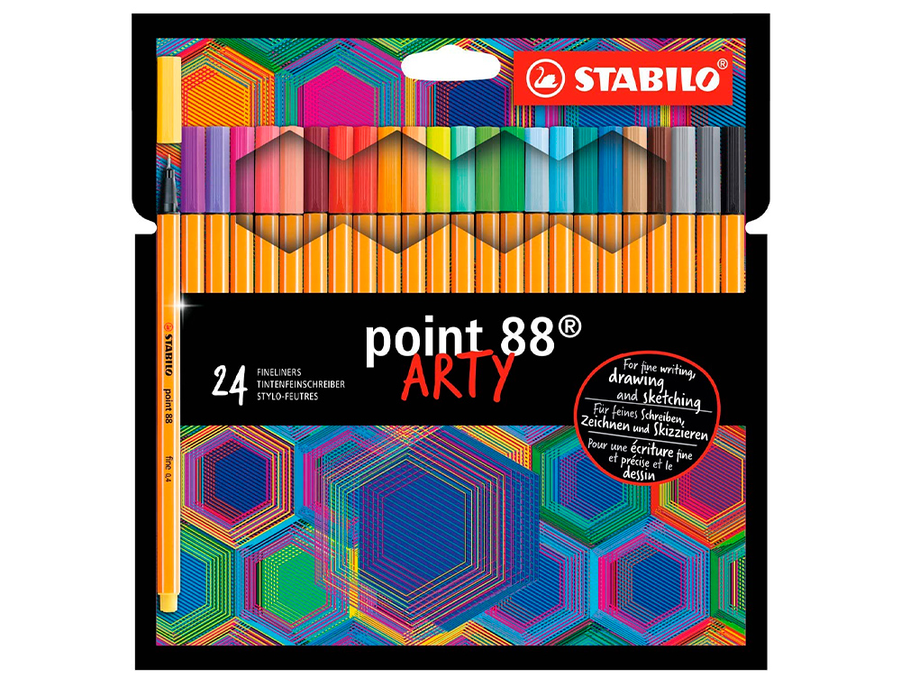 MARCADOR STABILO PONTA DE FIBRA POINT 88 ARTY LINE ESTOJO CARTAO DE 24 UNIDADES CORES SORTIDAS