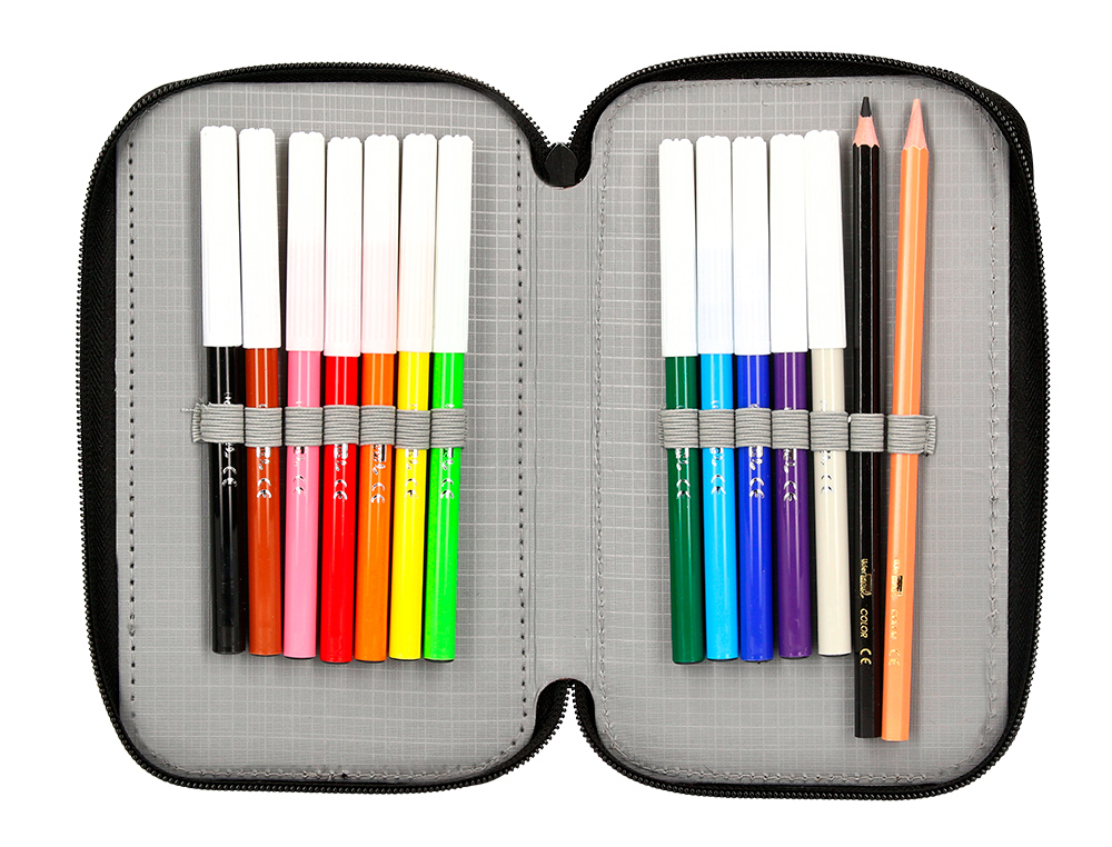 ESTOJO ESCOLAR ANTARTIK DUPLO COR VERMELHO 28 PECAS 200X125X45 MM