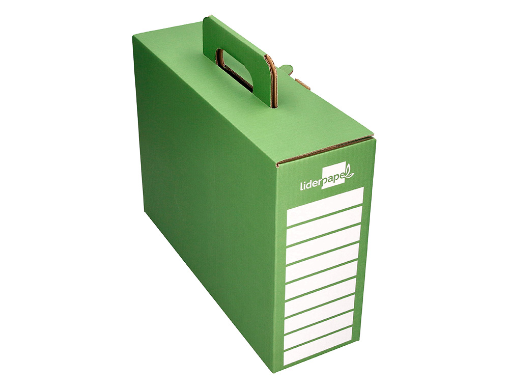 CAIXA PORTA LIVROS LIDERPAPEL PARA MATERIAL ESCOLAR CARTAO REFORCADO COM ASA COR VERDE 393X120X393 MM