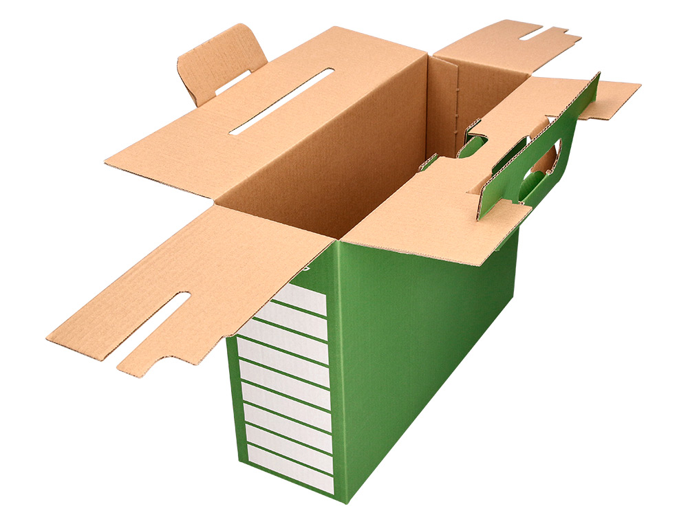 CAIXA PORTA LIVROS LIDERPAPEL PARA MATERIAL ESCOLAR CARTAO REFORCADO COM ASA COR VERDE 393X120X393 MM