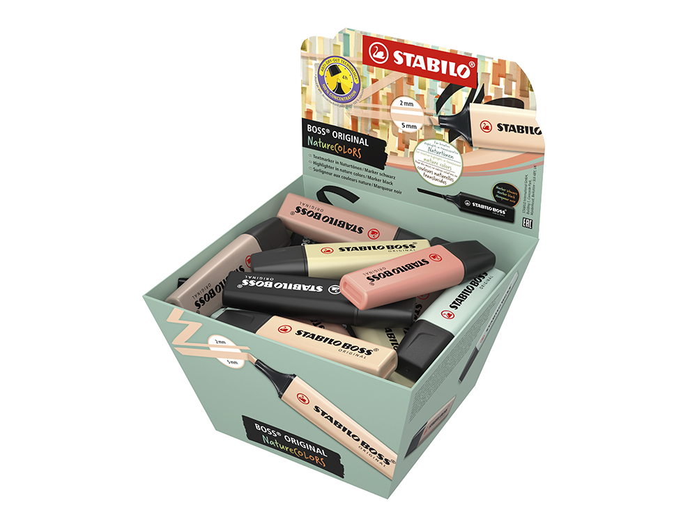 MARCADOR FLUORESCENTE STABILO BOSS PASTEL 70 NATURE COLORS EXPOSITOR CESTO DE 30 UNIDADES CORES SORTIDAS