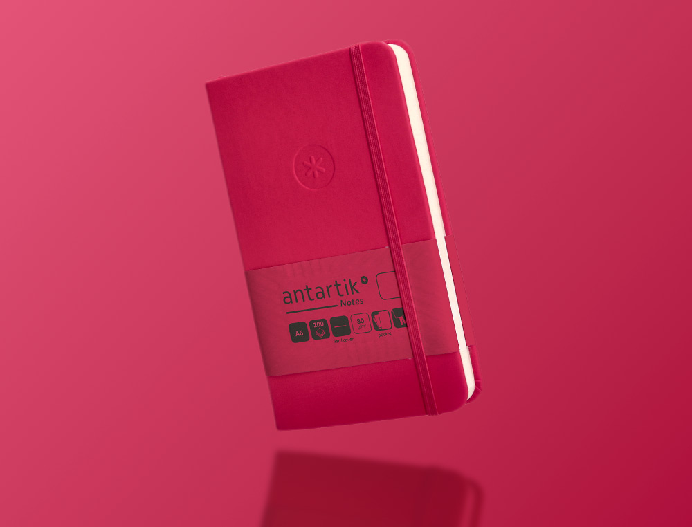 CADERNO COM ELASTICO ANTARTIK NOTES CAPA DURA A6 LISO FUCSIA 100 FOLHAS 80 GR FSC
