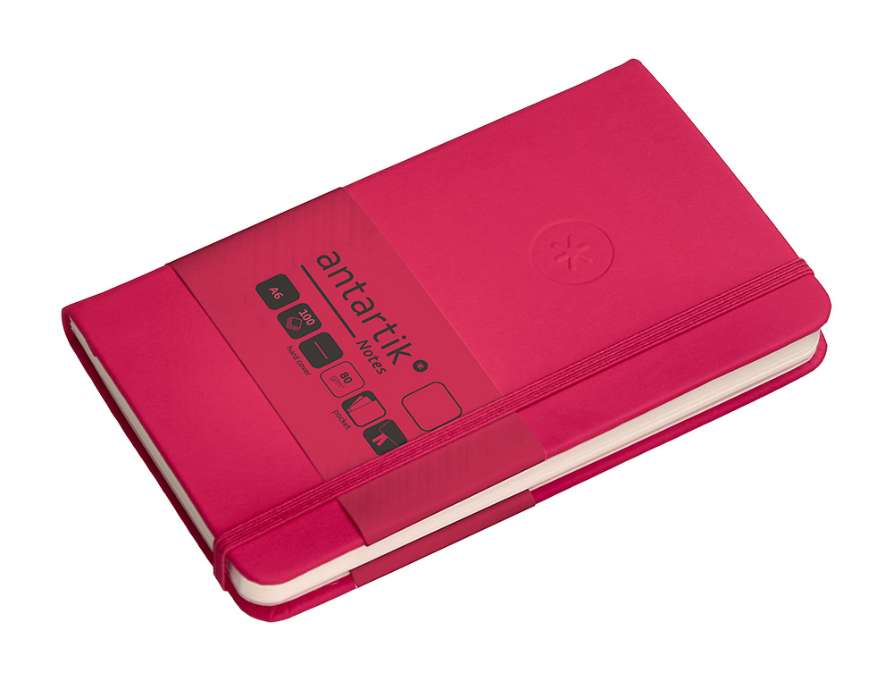 CADERNO COM ELASTICO ANTARTIK NOTES CAPA DURA A6 LISO FUCSIA 100 FOLHAS 80 GR FSC