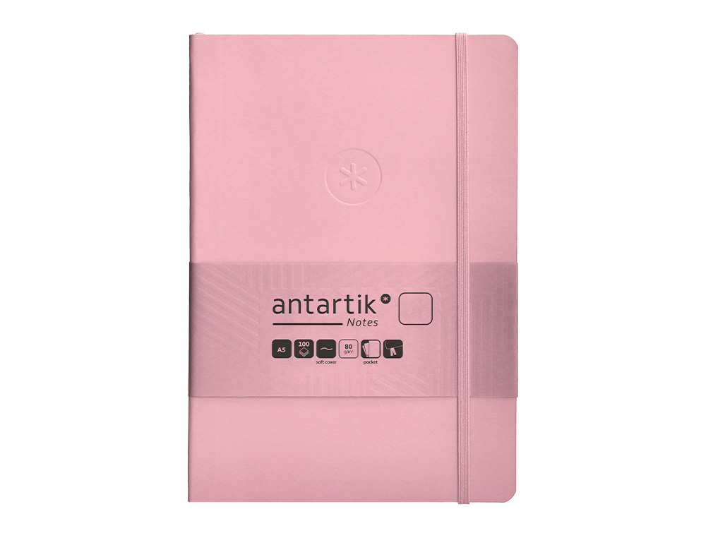 CADERNO COM ELASTICO ANTARTIK NOTES CAPA MOLE A5 LISO ROSA PASTEL 80 FOLHAS 80 GR FSC