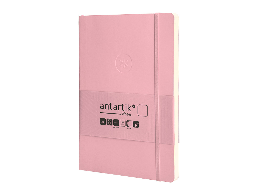 CADERNO COM ELASTICO ANTARTIK NOTES CAPA MOLE A5 LISO ROSA PASTEL 80 FOLHAS 80 GR FSC