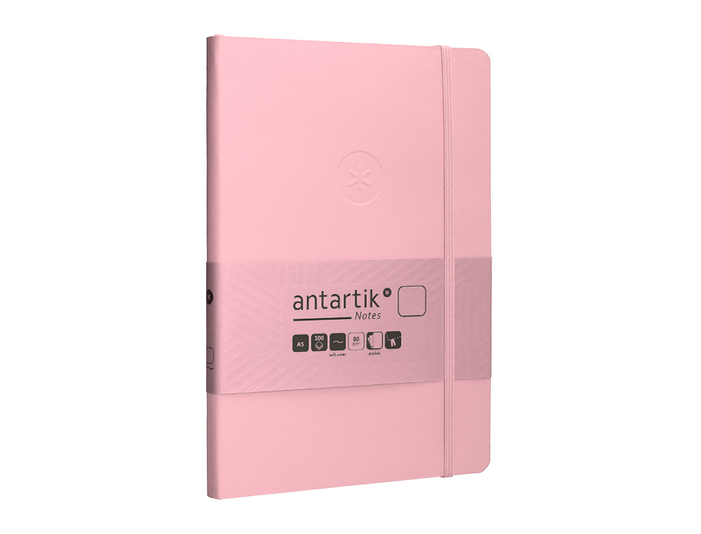 CADERNO COM ELASTICO ANTARTIK NOTES CAPA MOLE A5 LISO ROSA PASTEL 80 FOLHAS 80 GR FSC