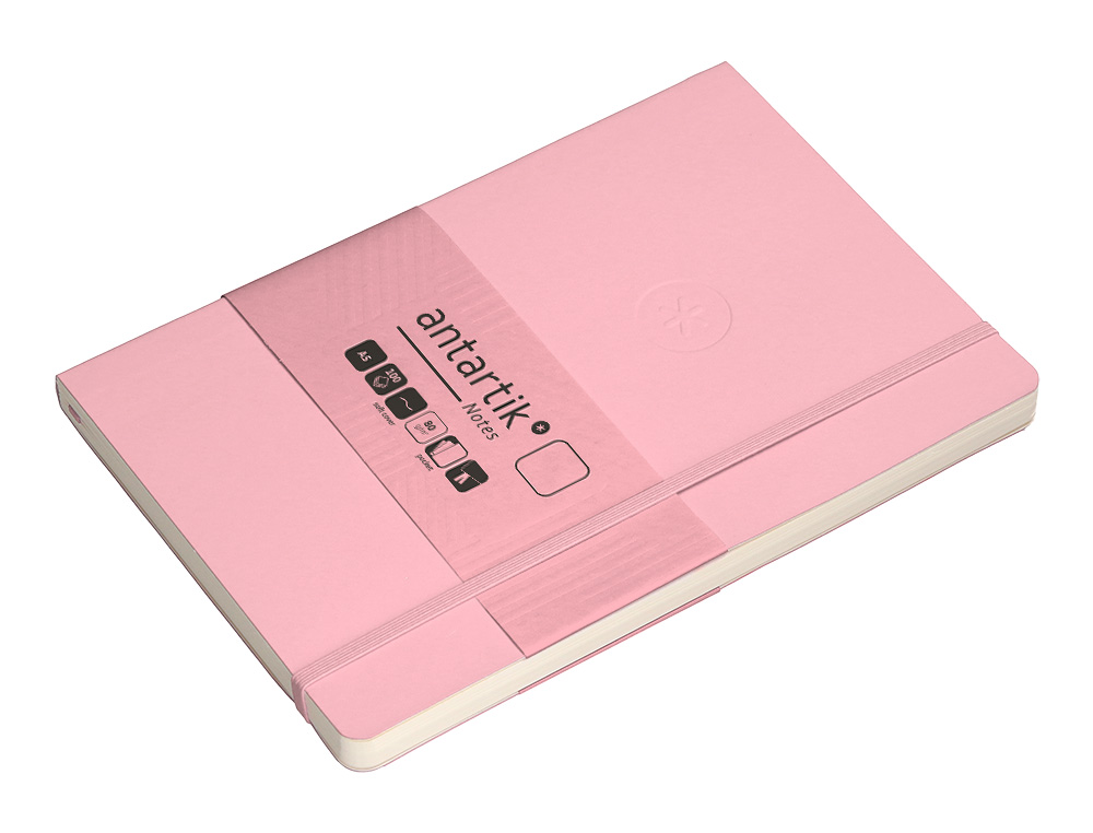 CADERNO COM ELASTICO ANTARTIK NOTES CAPA MOLE A5 LISO ROSA PASTEL 80 FOLHAS 80 GR FSC