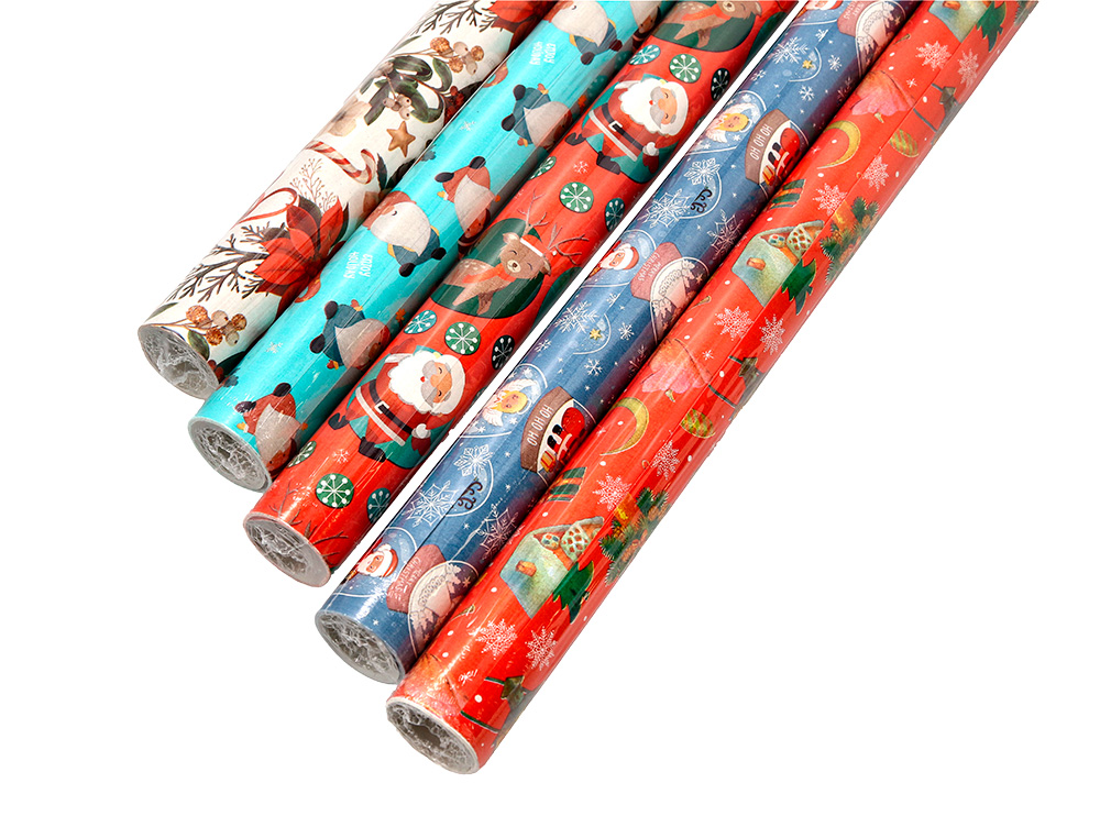 PAPEL FANTASIA LIDERPAPEL NATAL ROLO LARGURA 70 CM COMPRIMENTO 2 MT GRAMAGEM 60 GR DESENHOS SORTIDOS C-2024
