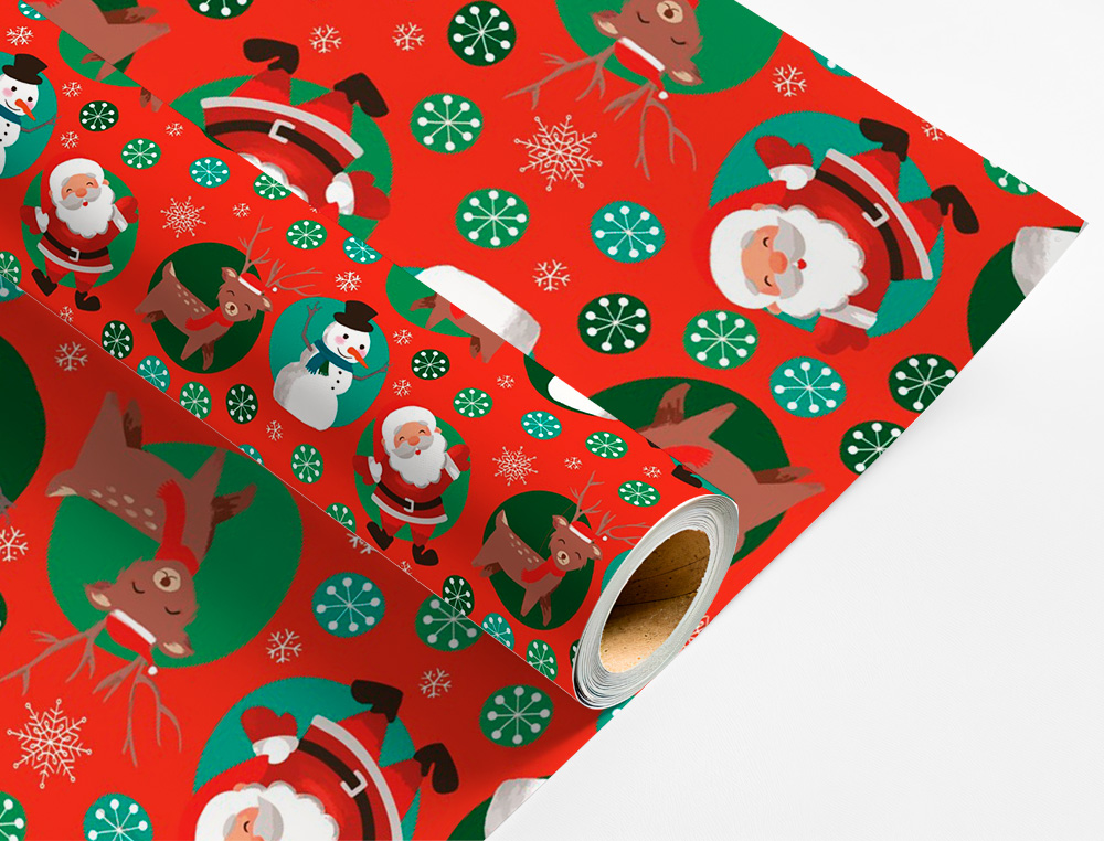 PAPEL FANTASIA LIDERPAPEL NATAL ROLO LARGURA 70 CM COMPRIMENTO 2 MT GRAMAGEM 60 GR DESENHOS SORTIDOS C-2024