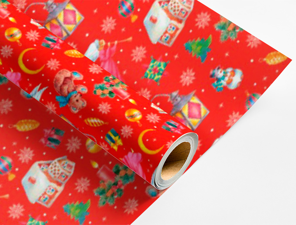 PAPEL FANTASIA LIDERPAPEL NATAL ROLO LARGURA 70 CM COMPRIMENTO 2 MT GRAMAGEM 60 GR DESENHOS SORTIDOS C-2024