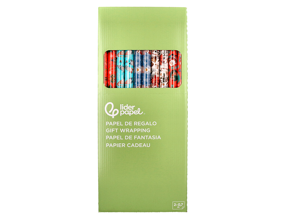 PAPEL FANTASIA LIDERPAPEL NATAL ROLO LARGURA 70 CM COMPRIMENTO 2 MT GRAMAGEM 60 GR DESENHOS SORTIDOS C-2024