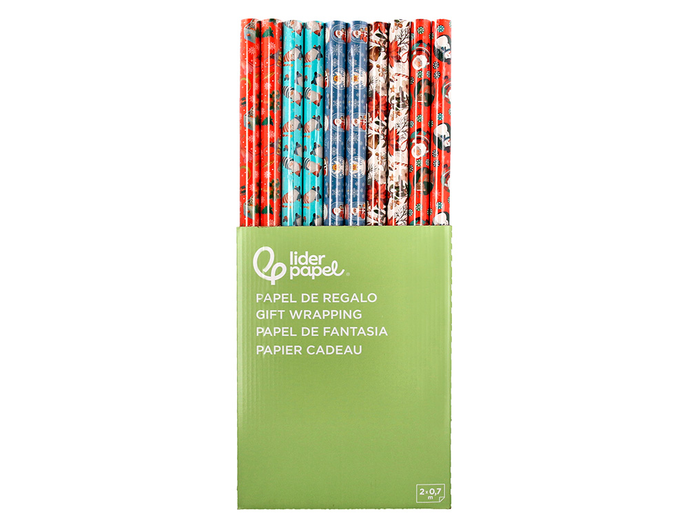 PAPEL FANTASIA LIDERPAPEL NATAL ROLO LARGURA 70 CM COMPRIMENTO 2 MT GRAMAGEM 60 GR DESENHOS SORTIDOS C-2024