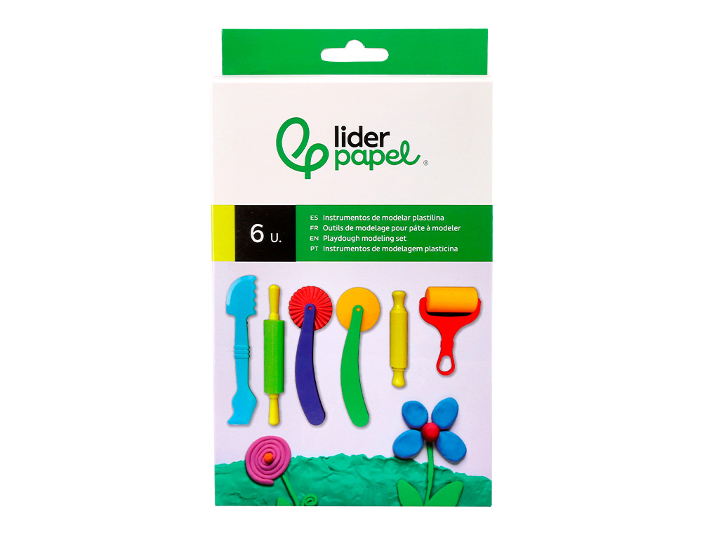 INSTRUMENTOS DE MODELAR LIDERPAPEL PARA PLASTICINA DE PLASTICO CAIXA DE 6 PECAS
