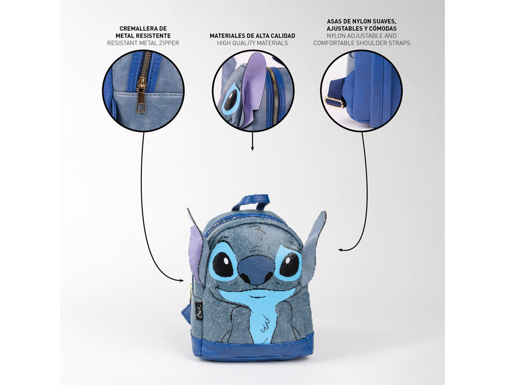MOCHILA CASUAL CERDA MODA APLICACOES STITCH 195X240X110 MM