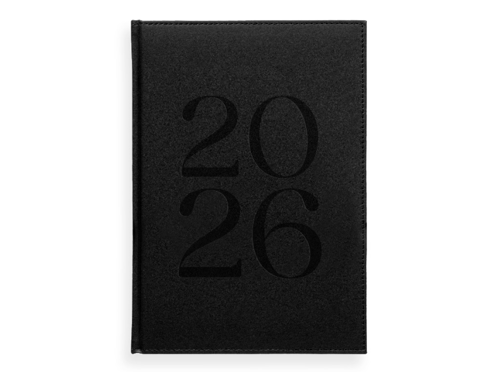 AGENDA ENCADERNADA LIDERPAPEL CRETA 17X24 2026 DIA PAGINA PRETO PAPEL 70 GR FSC
