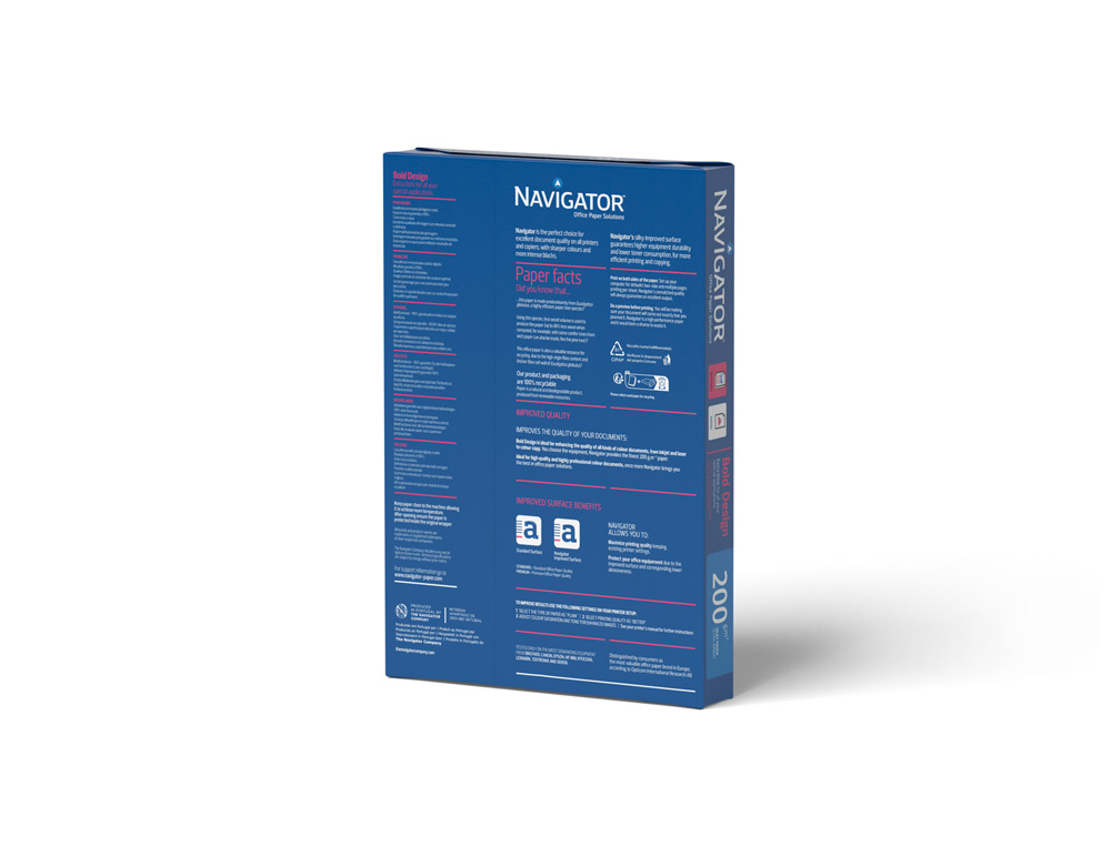 PAPEL FOTOCOPIADORA NAVIGATOR BOLD DESIGN DIN A4 200 GR PAQUETE DE 150 HOJAS