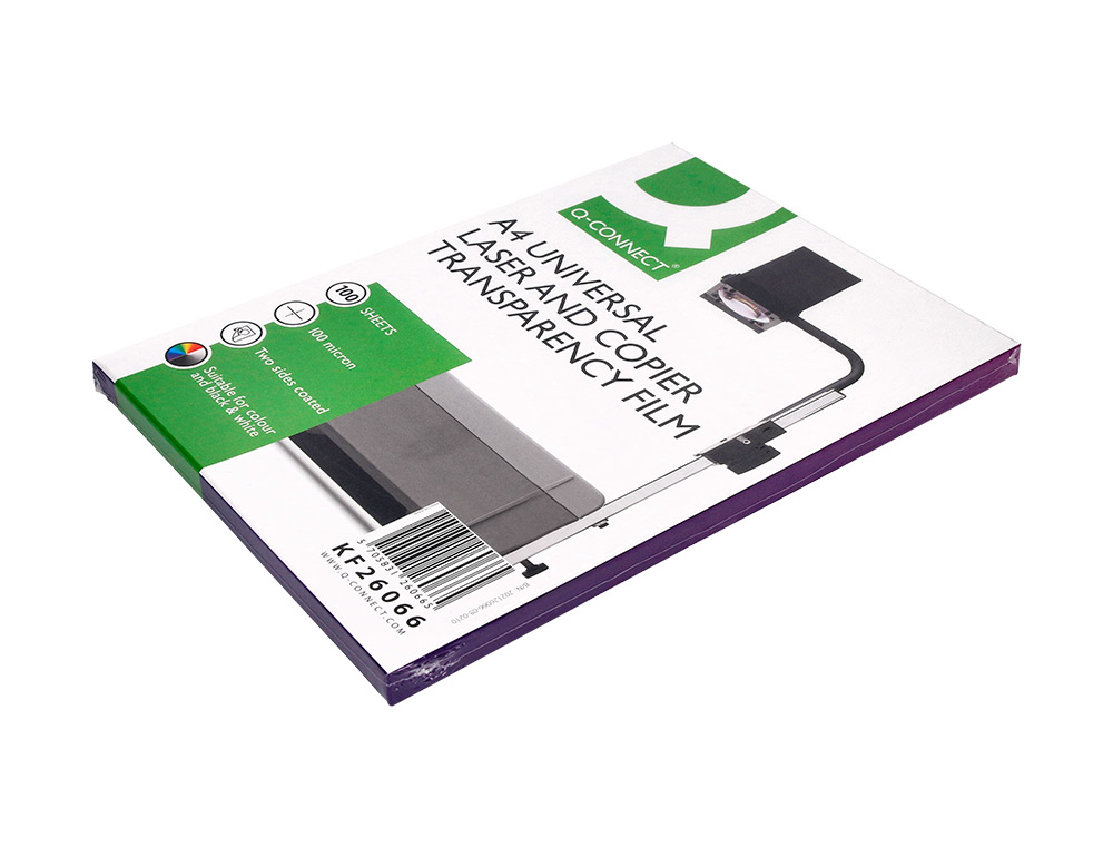 ACETATO Q-CONNECT DIN A4 PARA FOTOCOPIAS A DUAS FACES CAIXA COM 100 UNIDADES