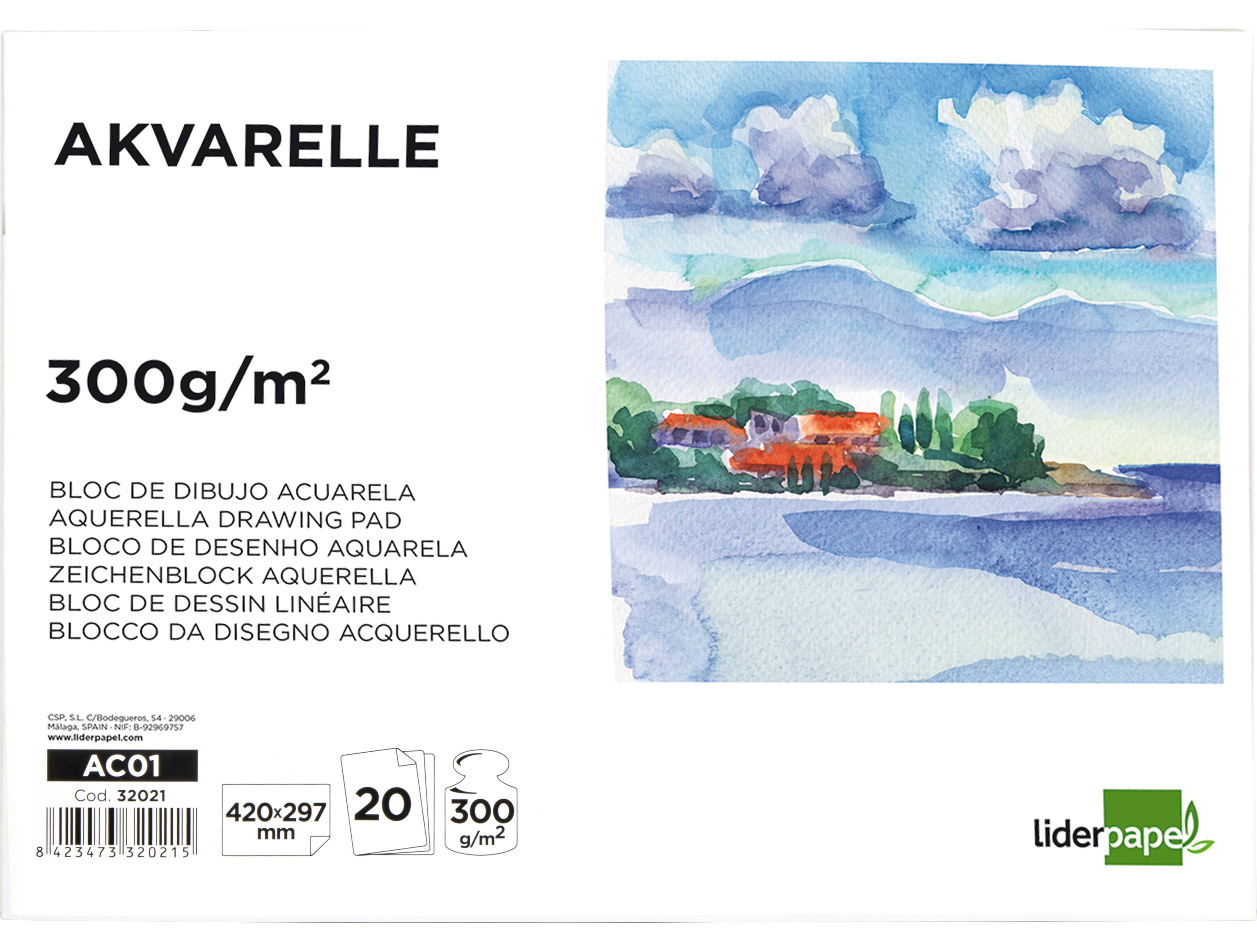 BLOCO DE DESENHO AGUARELA COLADO A3 420X297MM 20 FOLHAS