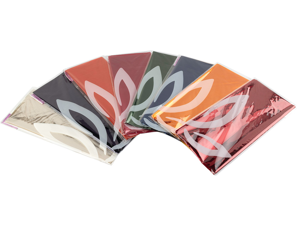 PAPEL CELOFANE LIDERPAPEL 50X70 EXPOSITOR 56 BOLSAS DE 5 FOLHAS 8 CORES SORTIDAS