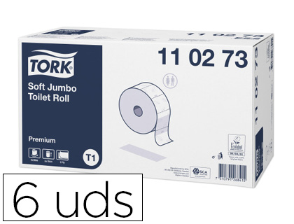 PAPEL HIGIENICO TORK JUMBO SUAVE 2 FOLHAS 360 MT PARA DISPENSADOR T1 PACK DE 6 ROLOS