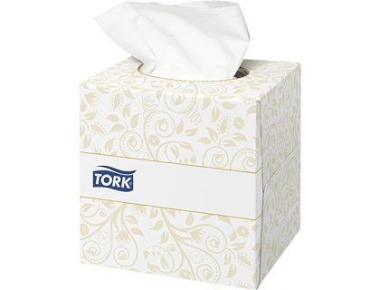 LENCOS DE PAPEL TORK EXTRA SUAVES 2 FOLHAS 20,9X20 CM CAIXA CUBO DE 100 UNIDADES