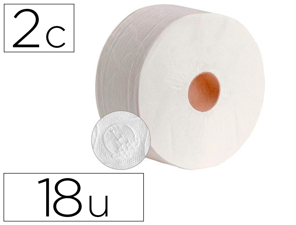 PAPEL HIGIENICO DAHI JUMBO 2 FOLHAS CELULOSE BRANCA 140 MT MANDRIL 45 MM PACK DE 18 ROLOS