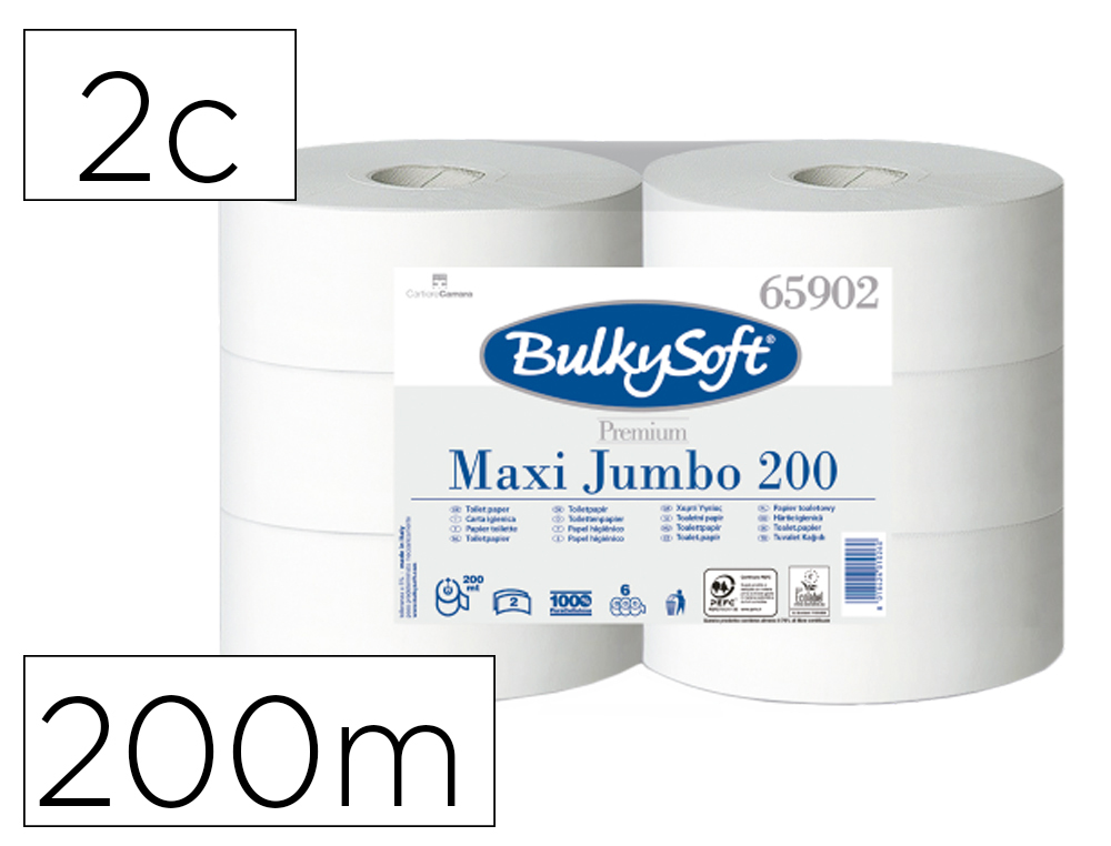 PAPEL HIGIENICO OFYHOSTEL BULKYSOFT LISO 2 FOLHAS COMPRIMENTO 200 MT
