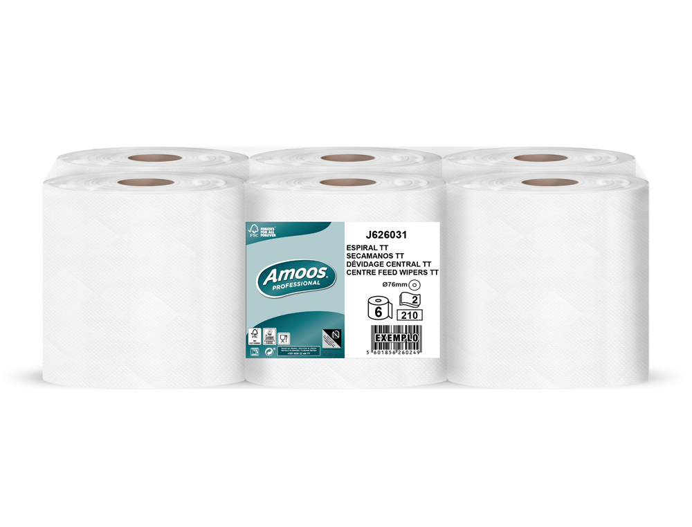 PAPEL SECA MAOS AMOOS PROFISSIONAL 2 FOLHAS 32 GR PACK DE 6 ROLOS