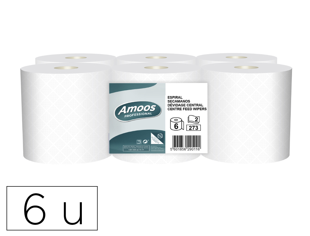 PAPEL SECA MAOS AMOOS PROFISSIONAL 2 FOLHAS 32 GR PACK DE 6 ROLOS