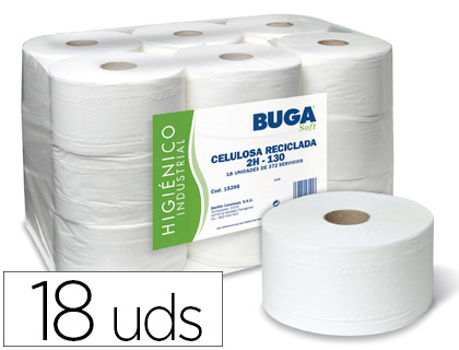 PAPEL HIGIENICO INDUSTRIAL GOFRADO BUGA RECICLADO 2 FOLHAS 130 M