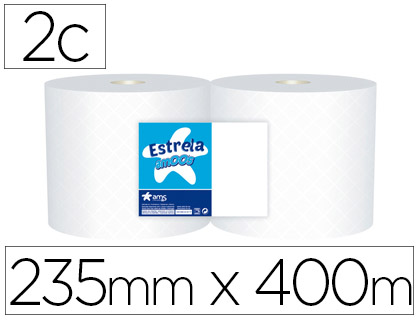 PAPEL SECA MAOS INDUSTRIAL AMOOS 2 FOLHAS 235 MM X 400 MT PACK DE 2 ROLOS